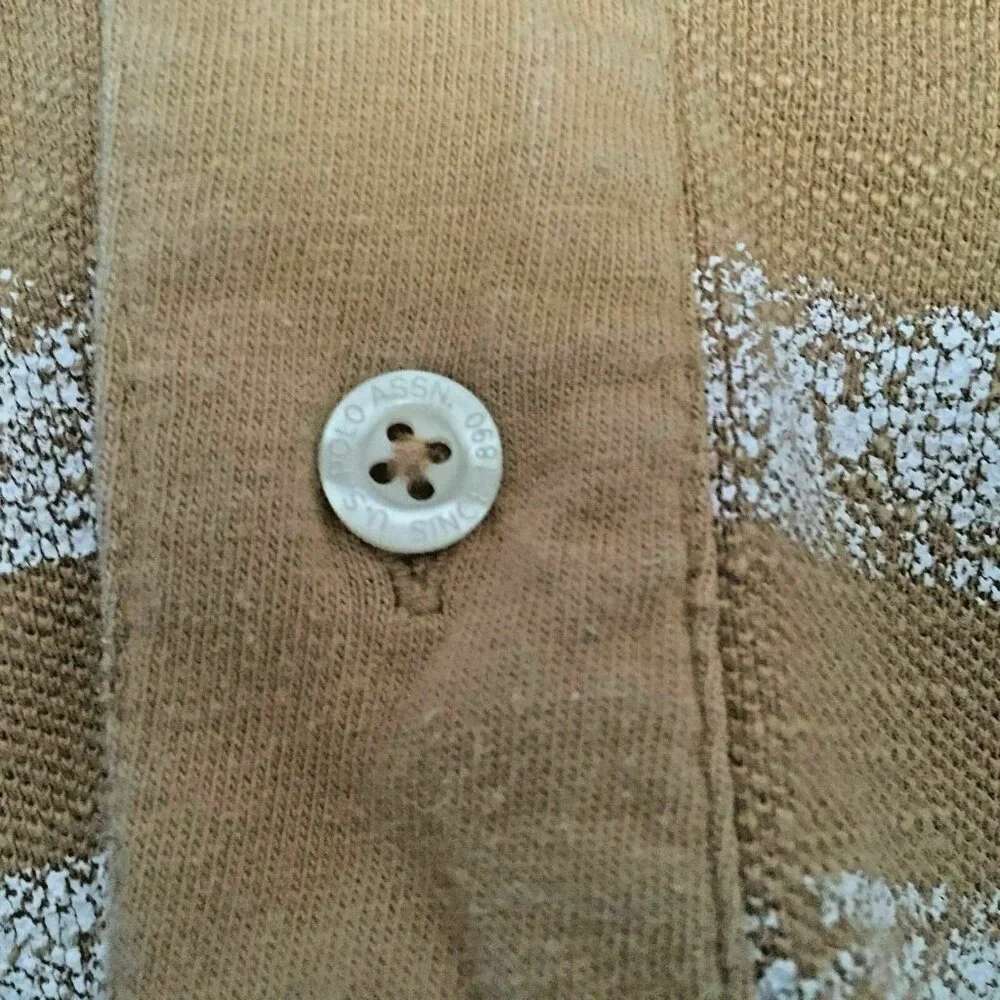 US Polo Association Boys Size M Short Sleeve Polo‎ Shirt  Beige Tan